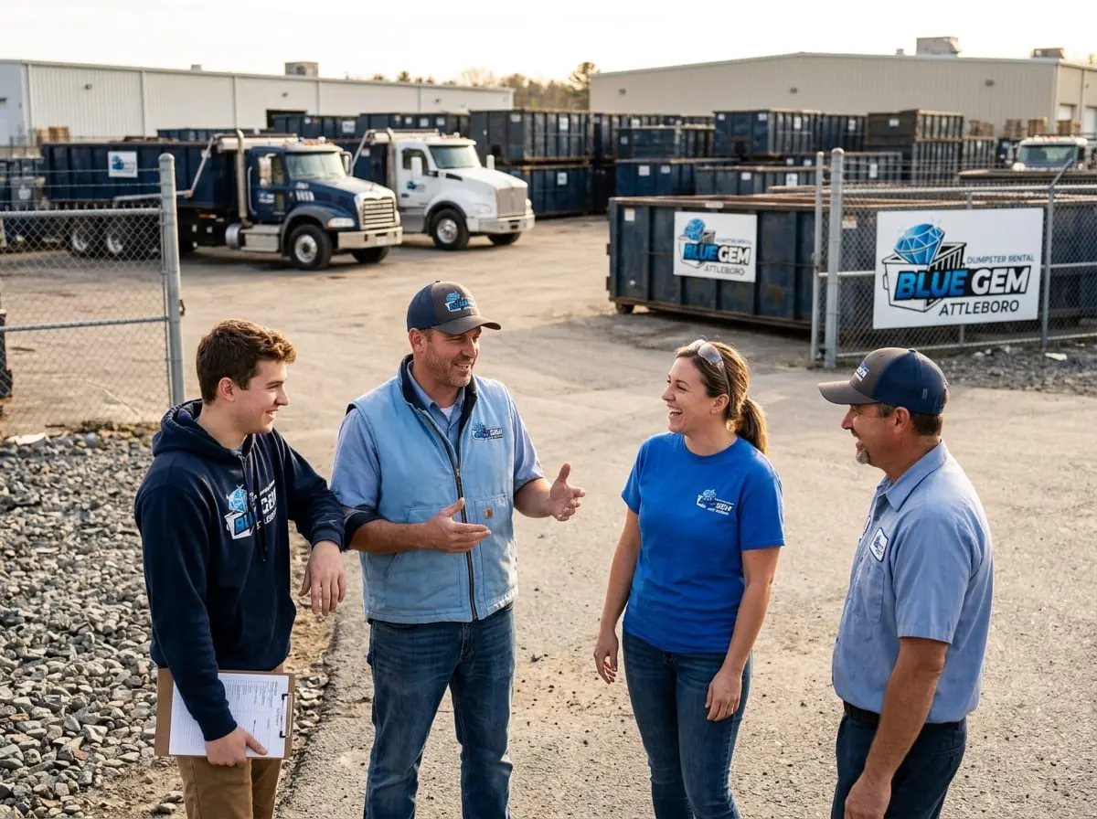 Roll-off dumpster delivered in Pawtucket, MA by Blue Gem Dumpster Rental